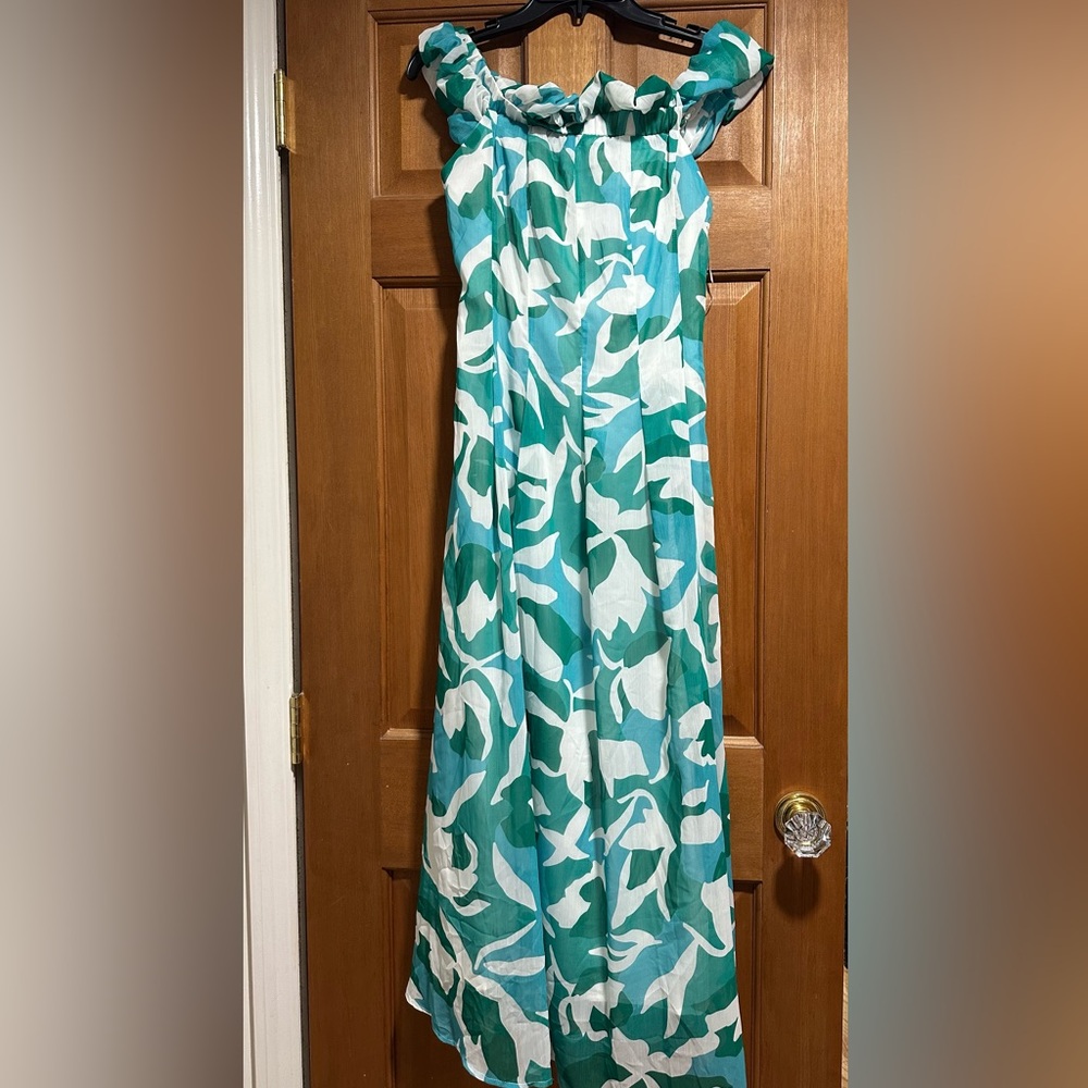 Vivva Off Shoulder Midi Dress - Teal Sea